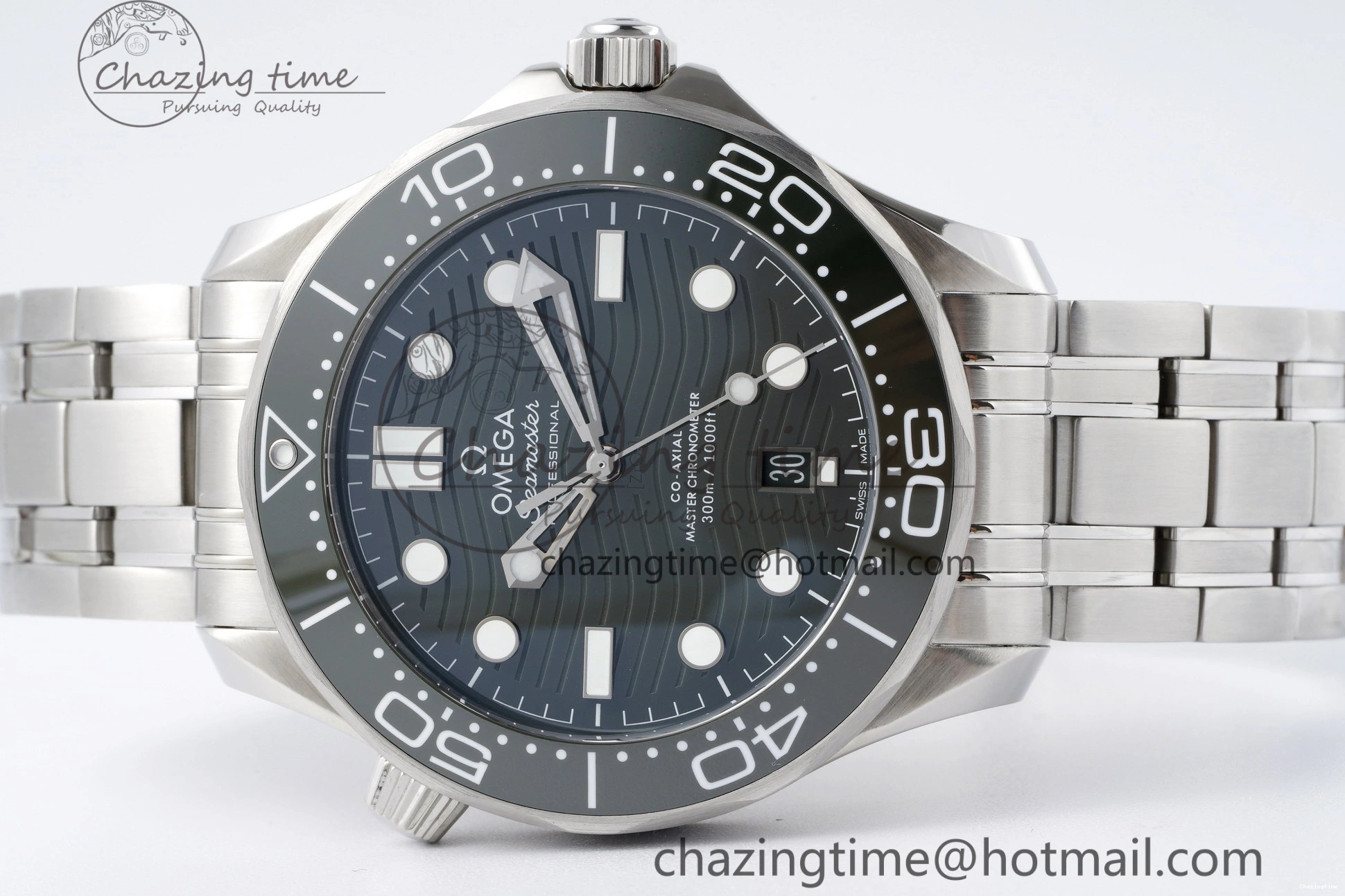 0406 Seamaster Diver 300M ZF 1:1 Best Edition Green Ceramic Green Dial on SS Bracelet A BestValue 7825